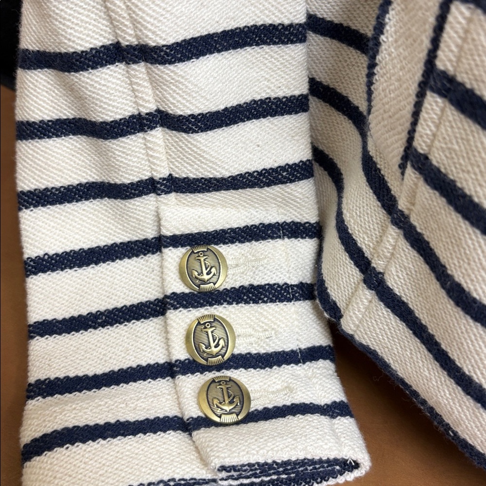 CAbi Women's Even Keel Navy and Cream Striped Blazer Jacket Size XS - Picture 5 of 7